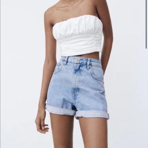 Zara | Tops | Zara White Ruffled Staples Top | Poshmark